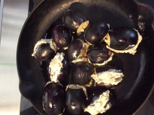 Baby aubergines with ricotta