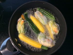 Stuffed courgette flowers